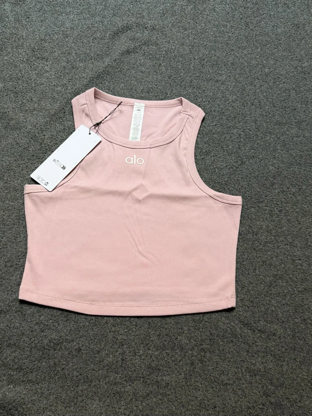 ALO Yoga Pink Ribbed Cropped Tank